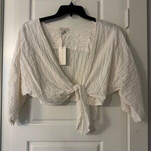 Moon RiverWhite Tie-Front Women Top